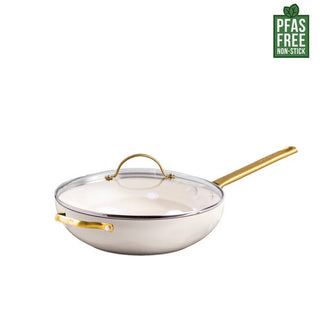 GreenPan Padova Covered Wok 32cm/5.42L Cream