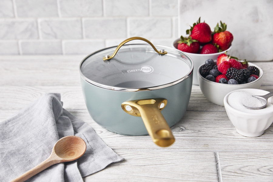 GreenPan Padova Covered Saucepan Smokey Blue 18cm