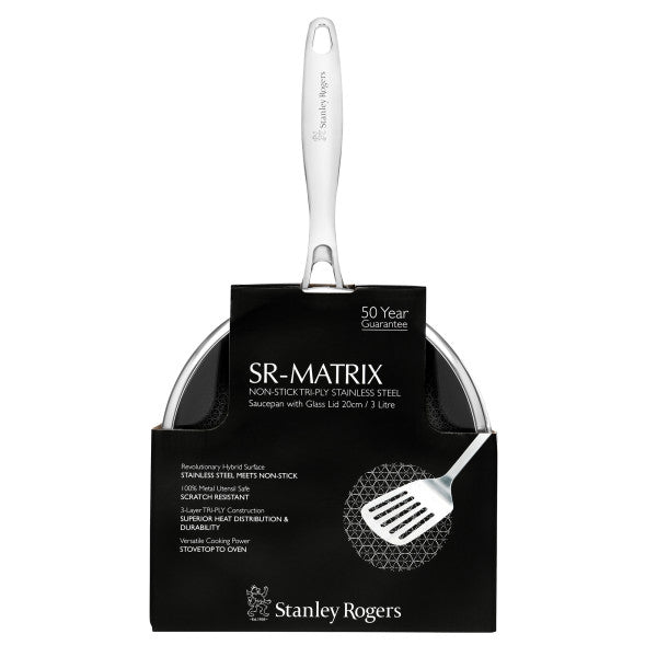 Stanley Rogers SR-Matrix Non-stick Saucepan with Glass Lid