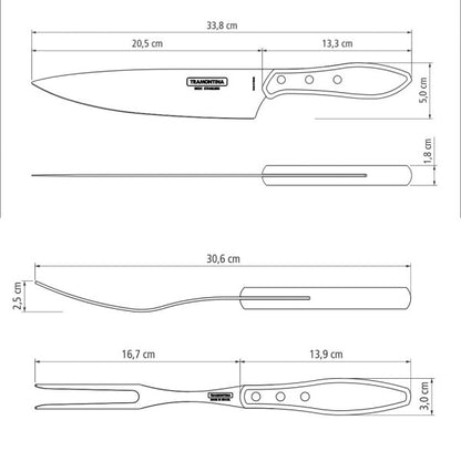 Tramontina Churrasco Barbecue Set Polywood 2 Piece Set