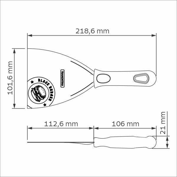 Tramontina Churrasco Black Barbecue Burger Spatula 4", 11cm